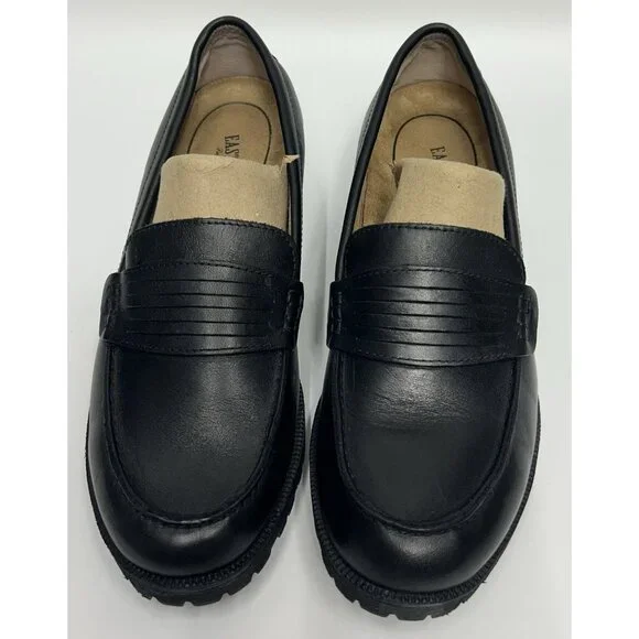 NEW Eastland Newbury Black Leather Penny Loafers Women's 10M Y2K Chunky Lug SZ10 - Picture 2 of 9
